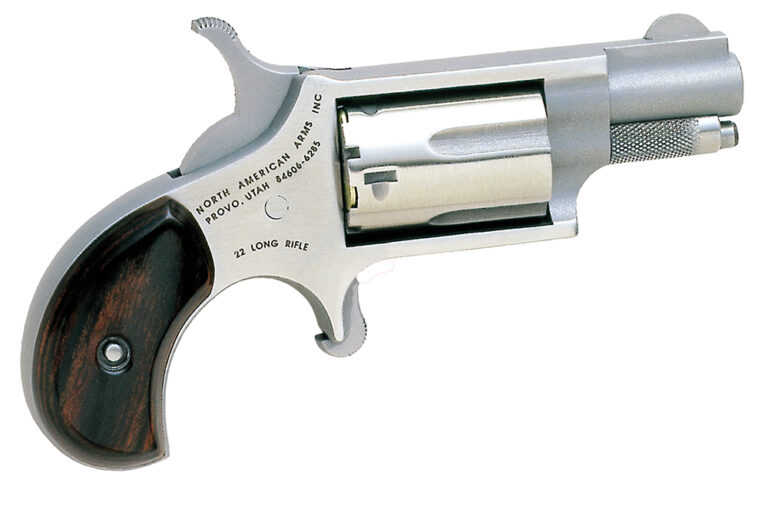 North American Arms 22LR Mini-Revolver *CA Compliant 22 LR 5 rd 1.13" Barrel, Overall Stainless Steel Finish, Rosewood Birdshead Grip