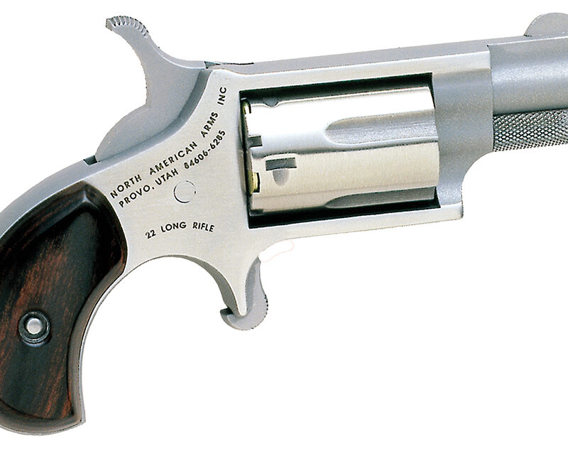North American Arms 22LR Mini-Revolver *CA Compliant 22 LR 5 rd 1.13" Barrel, Overall Stainless Steel Finish, Rosewood Birdshead Grip