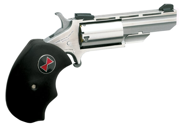 North American Arms BWL Black Widow  22 LR 5 Shot 2" Barrel, Overall Stainless Steel Finish, Finger Grooved Black Rubber Grip, Fixed Sights