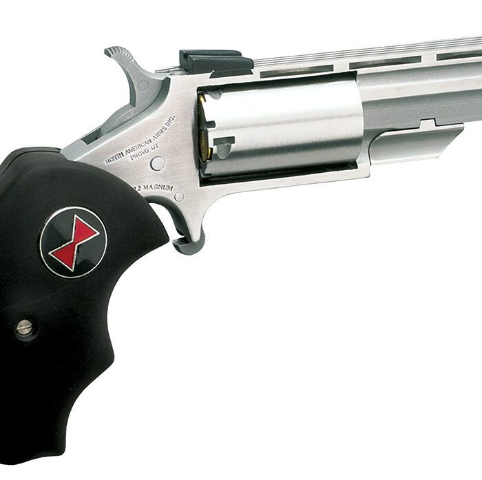 North American Arms BWL Black Widow  22 LR 5 Shot 2" Barrel, Overall Stainless Steel Finish, Finger Grooved Black Rubber Grip, Fixed Sights