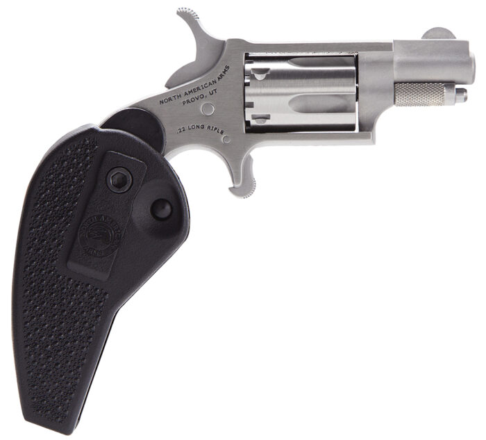 North American Arms 22LRHG Mini-Revolver  22 LR 5 rd 1.13" Barrel, Overall Stainless Steel Finish, Black Synthetic Holster Grip