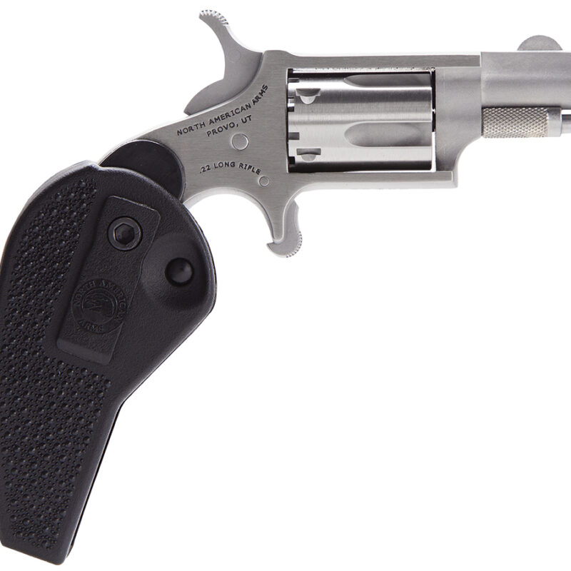 North American Arms 22LRHG Mini-Revolver  22 LR 5 rd 1.13" Barrel, Overall Stainless Steel Finish, Black Synthetic Holster Grip