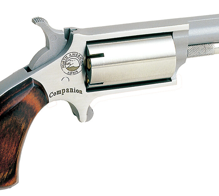 North American Arms 22MCB Companion  SAO 22 Cal #11 Percussion 1.63" 5 rd Stainless Steel Rosewood Birdshead Grip