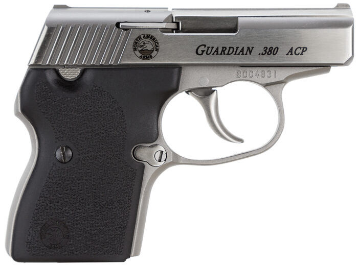 North American Arms 380GUARDIAN Guardian  380 ACP Caliber with 2.50" Barrel, 6+1 Capacity, Overall Stainless Steel Finish, Serrated Slide & Black Rubber Grip
