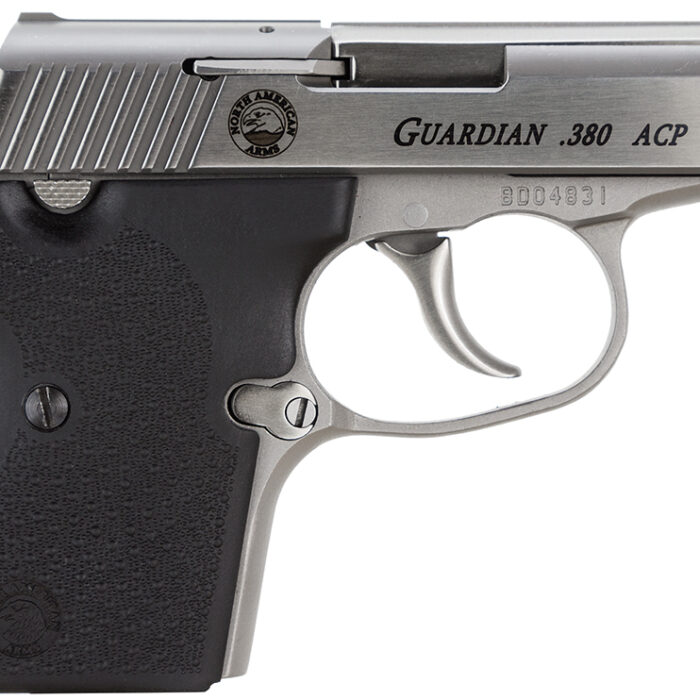 North American Arms 380GUARDIAN Guardian  380 ACP Caliber with 2.50" Barrel, 6+1 Capacity, Overall Stainless Steel Finish, Serrated Slide & Black Rubber Grip