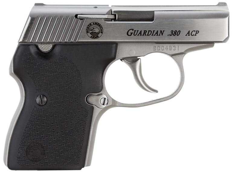 North American Arms 380GUARDIAN Guardian  380 ACP Caliber with 2.50" Barrel, 6+1 Capacity, Overall Stainless Steel Finish, Serrated Slide & Black Rubber Grip