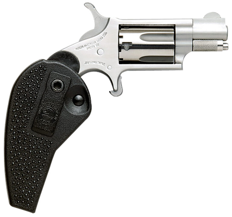 North American Arms 22MSHG Mini-Revolver  22 WMR 5 rd 1.13" Barrel, Overall Stainless Steel Finish, Black Synthetic Holster Grip