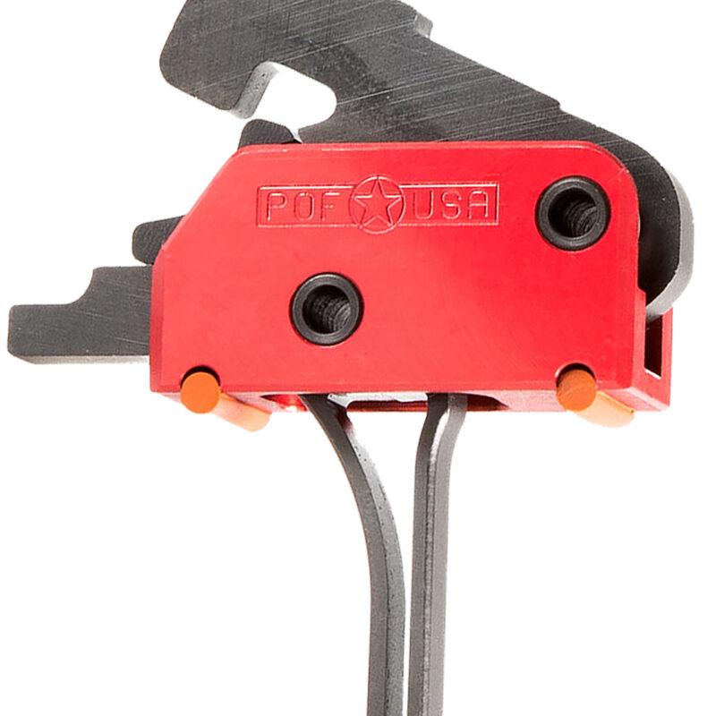 Patriot Ordnance Factory 00858 Drop-In  Single-Stage Flat Trigger with 3.50 lbs Draw Weight & Black/Red Finish for AR-Platform