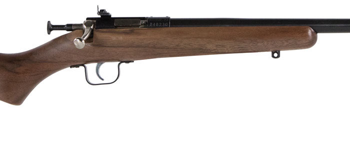Crickett KSA2338 Youth  22 WMR 1rd 16.12" Barrel & Receiver, Fixed Front/Adjustable Rear Peep Sights, Walnut Stock w/11.5" LOP, Rebounding Firing Pin Safety
