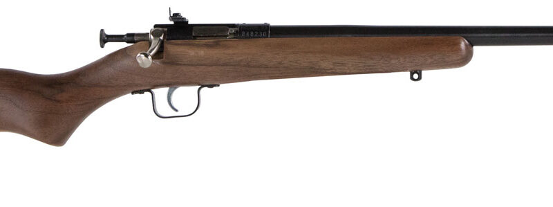 Crickett KSA2338 Youth  22 WMR 1rd 16.12" Barrel & Receiver, Fixed Front/Adjustable Rear Peep Sights, Walnut Stock w/11.5" LOP, Rebounding Firing Pin Safety