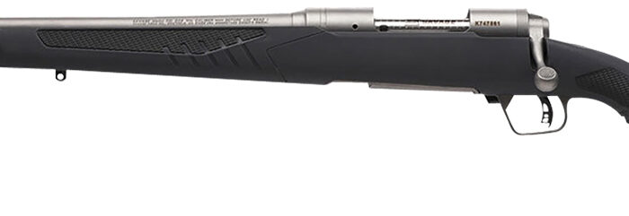 Savage Arms 57086 110 Storm Full Size 243 Win 4+1 22" Matte Button-Rifled Barrel, Matte Drilled & Tapped Stainless Steel Receiver, AccuStock Matte Gray Synthetic Stock, Left Hand