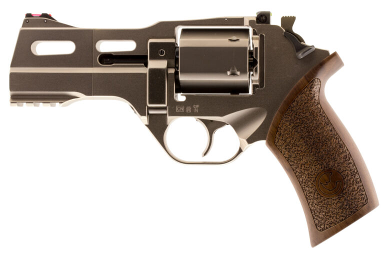 Chiappa Firearms 340222 Rhino 40DS  Small Frame 357 Mag 6 Shot, 4" Nickel-Plated Steel Vent Rib Barrel & Cylinder, Nickel-Plated Aluminum Frame, Walnut Grip, Concealed Hammer
