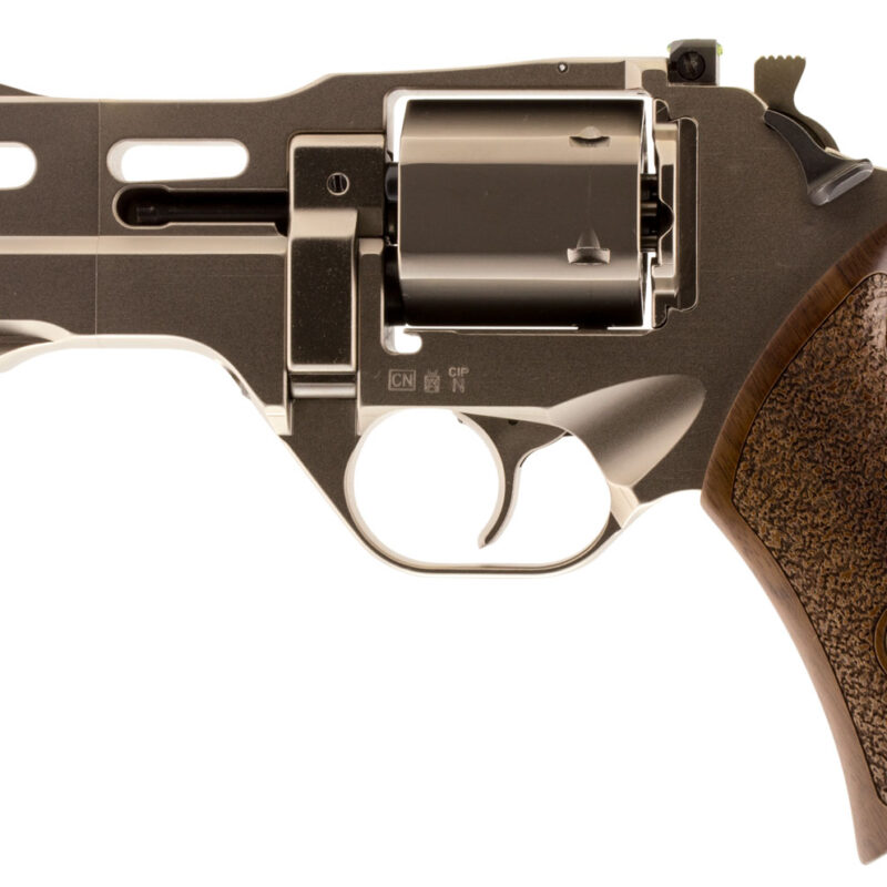Chiappa Firearms 340222 Rhino 40DS  Small Frame 357 Mag 6 Shot, 4" Nickel-Plated Steel Vent Rib Barrel & Cylinder, Nickel-Plated Aluminum Frame, Walnut Grip, Concealed Hammer