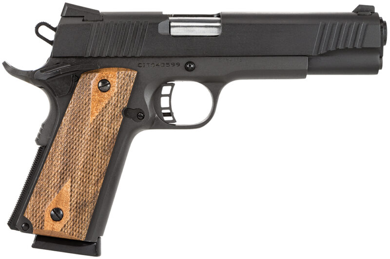 Citadel CIT45FSP M1911 Government Full Size Frame 45 ACP 8+1 5" Stainless Steel Barrel, Black Serrated Steel Slide, Black Cerakote Steel Frame w/Beavertail, Wood Grip, Ambidextrous