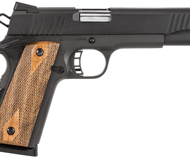 Citadel CIT45FSP M1911 Government Full Size Frame 45 ACP 8+1 5" Stainless Steel Barrel, Black Serrated Steel Slide, Black Cerakote Steel Frame w/Beavertail, Wood Grip, Ambidextrous