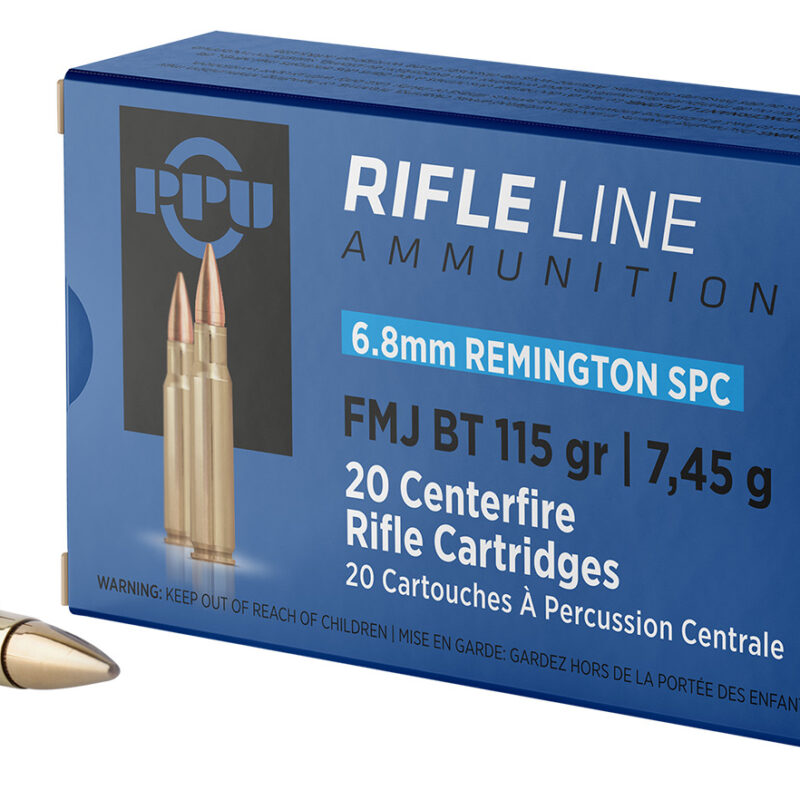 PPU PP68F Standard Rifle  6.8mmRemSPC 115gr Full Metal Jacket Boat Tail 20 Per Box/50 Case