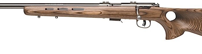Savage Arms 96210 93R17 BTVLSS Full Size 17 HMR 5+1 21" Satin Heavy Button Rifled Barrel, Satin Drilled & Tapped Stainless Steel Receiver, Natural Brown Thumbhole Laminate Stock, Left Hand