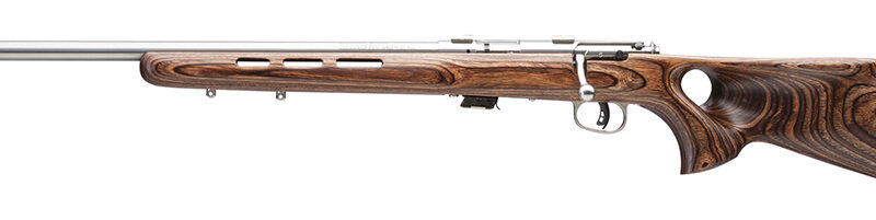 Savage Arms 25795 Mark II BTV Full Size 22 LR 5+1 21" Satin Heavy Button Rifled Barrel, Satin Drilled & Tapped Stainless Steel Receiver, Satin Brown Thumbhole Laminate Stock, Left Hand