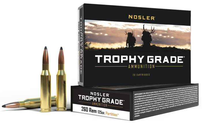 Nosler 60018 Trophy Grade  260Rem 125gr Nosler Spitzer Partition 20 Per Box/10 Case