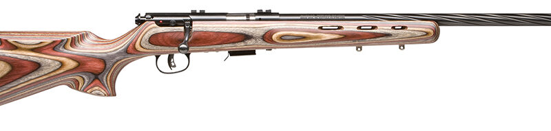 Savage Arms 96770 93R17 BRJ Full Size 17 HMR 5+1 21" Matte Black Spiral Fluted Barrel, Matte Black Drilled & Tapped Carbon Steel Receiver, Royal Jacaranda Monte Carlo Laminate Stock, Right Hand