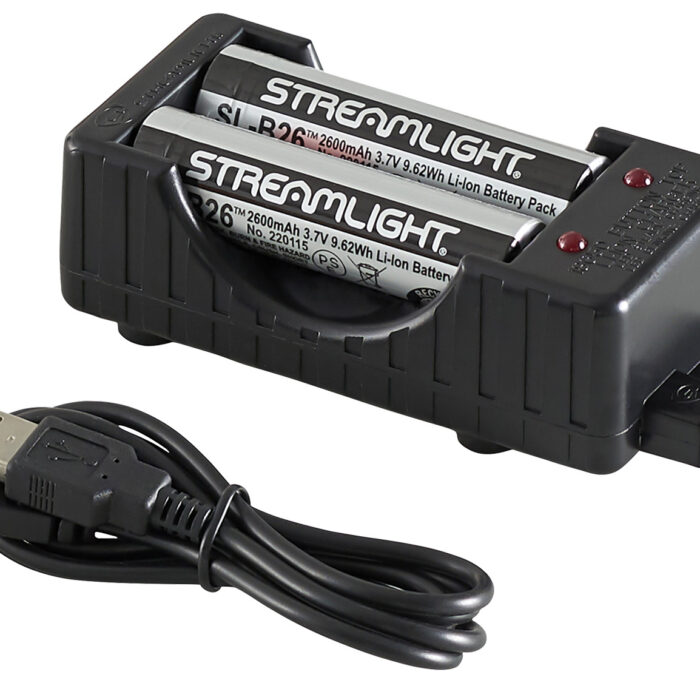 Streamlight 22010 18650  Battery Charger w/Batteries Black 18650 Li-ion Rechargeable Battery