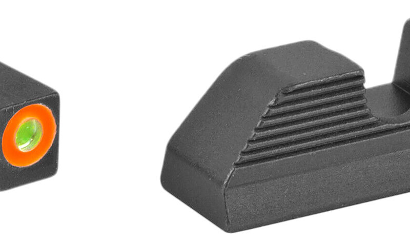 AmeriGlo GL353 Protector Sight Set for Glock  Green Tritium Orange Outline Front Sight-Black Serrated Rear Sight