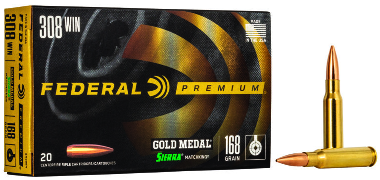 Federal GM308M Premium Gold Medal 308Win 168gr Sierra MatchKing BTHP 20 Per Box/10 Case