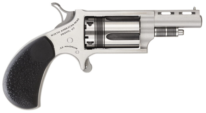 North American Arms 22MTW Wasp  22 WMR 5 Shot 1.63" Vent Rib Barrel, Overall Stainless Steel Finish, Black Pebbled Texture Rubber Grip