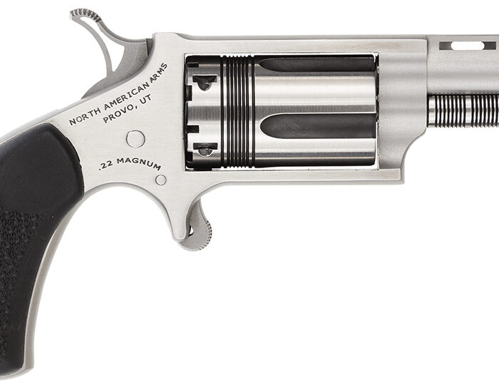 North American Arms 22MTW Wasp  22 WMR 5 Shot 1.63" Vent Rib Barrel, Overall Stainless Steel Finish, Black Pebbled Texture Rubber Grip