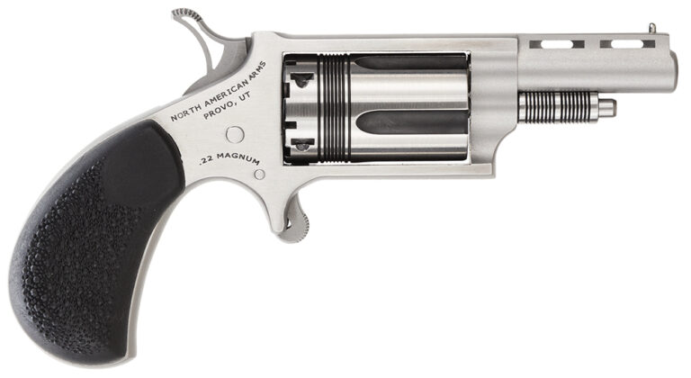 North American Arms 22MTW Wasp  22 WMR 5 Shot 1.63" Vent Rib Barrel, Overall Stainless Steel Finish, Black Pebbled Texture Rubber Grip
