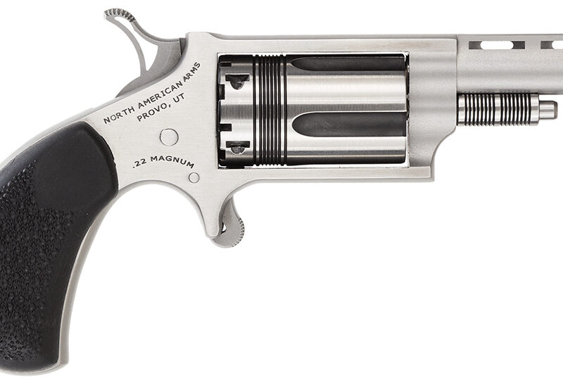 North American Arms 22MTW Wasp  22 WMR 5 Shot 1.63" Vent Rib Barrel, Overall Stainless Steel Finish, Black Pebbled Texture Rubber Grip