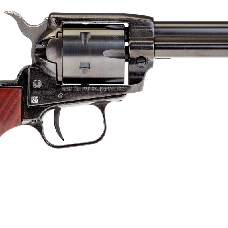 Heritage Mfg RR22999MB4 Rough Rider  22 LR 22 WMR 9 Shot, 4.75" Black Steel Barrel, Black Zinc Alloy Frame, Black Cylinder, Cocobolo Grip, Hammer/Thumb Safety, Exposed Hammer