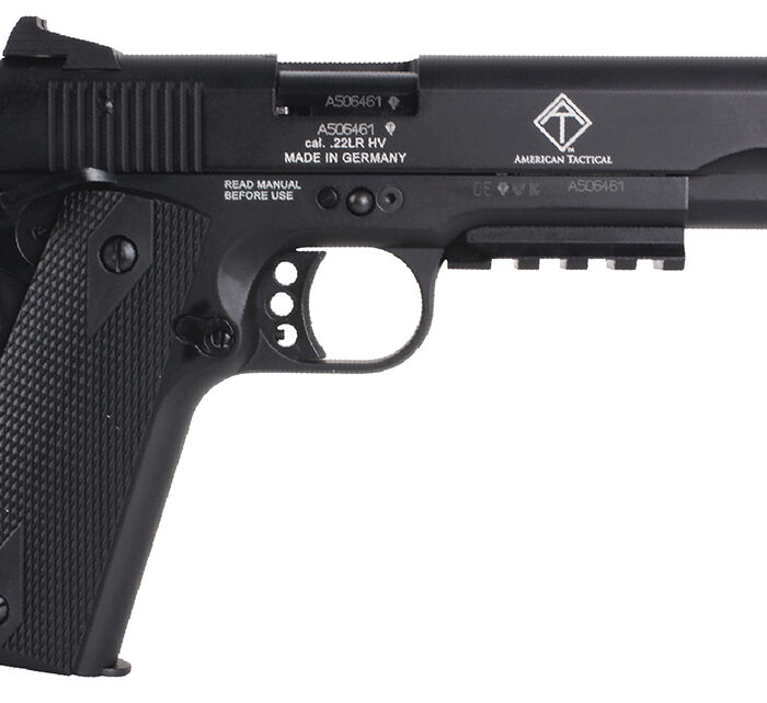 GSG GSG1911ADOP M1911 ADOP 22 LR 10+1 5" Black Steel/Threaded Barrel & Serrated Slide, Zinc Alloy w/Accessory Rail & Beavertail Frame Black Double Diamond Polymer Grip