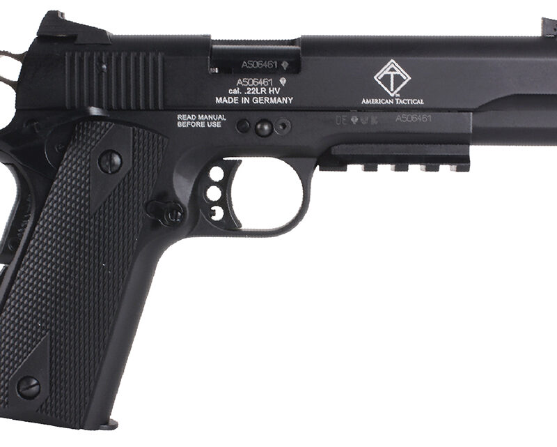 GSG GSG1911ADOP M1911 ADOP 22 LR 10+1 5" Black Steel/Threaded Barrel & Serrated Slide, Zinc Alloy w/Accessory Rail & Beavertail Frame Black Double Diamond Polymer Grip