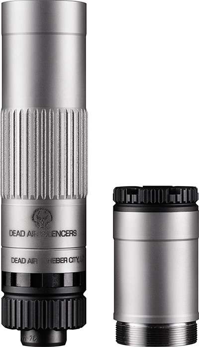 DEAD AIR MOJAVE 9 SILVER MODULAR 9MM SILNCR GMS LOW BACK PRESSURE W/ 1/2-28 PSTN