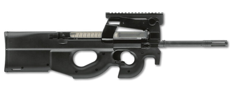 FN 3848950440 PS90  5.7x28mm 10+1 16" Black Ported Barrel, Black w/Picatinny Rail Aluminum Receiver, Matte Black Synthetic Bullpup w/Thumbhole Stock, Ambidextrous