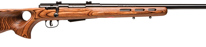 Savage Arms 19739 25 Lightweight Varminter-T 17 Hornet Caliber with 4+1 Capacity, 24" Barrel, Matte Black Metal Finish & Natural Brown Fixed Thumbhole Stock Right Hand (Full Size)