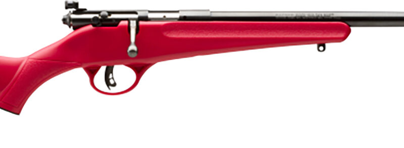 Savage Arms 13795 Rascal  Youth 22 LR 1rd 16.13" Matte Black Sporter Barrel, Matte Black Carbon Steel Receiver, Red Fixed Synthetic Stock, Right Hand