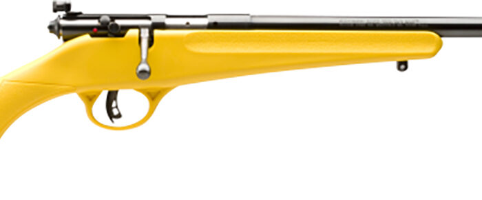Savage Arms 13805 Rascal  Youth 22 LR 1rd 16.13" Matte Black Sporter Barrel, Matte Black Carbon Steel Receiver, Yellow Fixed Synthetic Stock, Right Hand