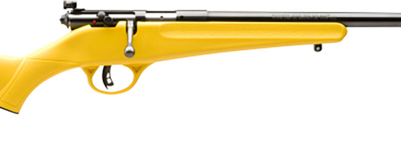 Savage Arms 13805 Rascal  Youth 22 LR 1rd 16.13" Matte Black Sporter Barrel, Matte Black Carbon Steel Receiver, Yellow Fixed Synthetic Stock, Right Hand