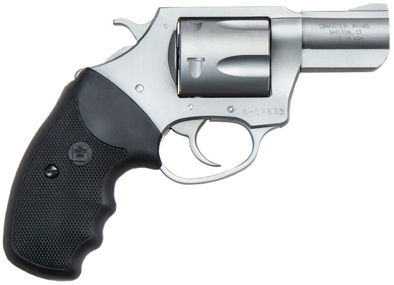 Charter Arms 79920 Pitbull  Large 9mm Luger, 5 Shot 2.20" Matte Stainless Steel Barrel, Cylinder & Frame w/Black Finger Grooved Rubber Grip