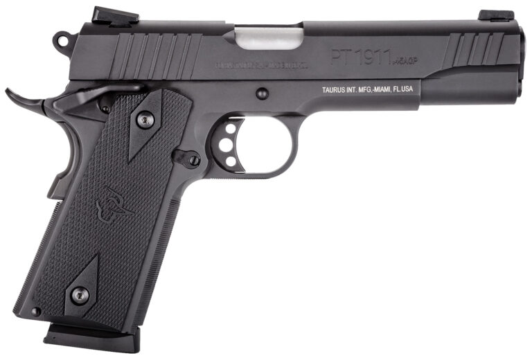 Taurus 1191101FS 1911  Full Size 45 ACP 8+1 5" Matte Stainless Steel Barrel, Matte Black Serrated Steel Slide & Frame, Black Checkered Polymer Grip, Right Hand