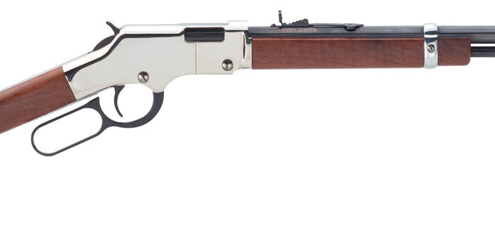 Henry H004S Golden Boy Silver 22 Short, 22 Long or 22 LR Caliber with 16 LR/21 Short Capacity, 20" Blued Barrel, Nickel-Plated Metal Finish & American Walnut Stock Right Hand (Full Size)