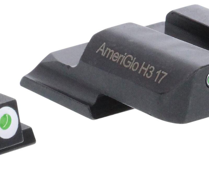 AmeriGlo SW145 Classic Tritium Set for Smith & Wesson M&P Shield  Green Tritium White Outline Front Sight-Green Tritium White Outline Rear Sight
