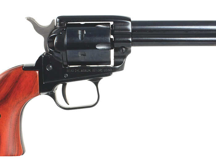 Heritage Mfg RR22B4 Rough Rider  22 LR 6 Shot, 4.75" Black Steel Barrel, Black Zinc Alloy Frame, Black Cylinder Cocobolo Grip, Hammer/Thumb Safety, Exposed Hammer