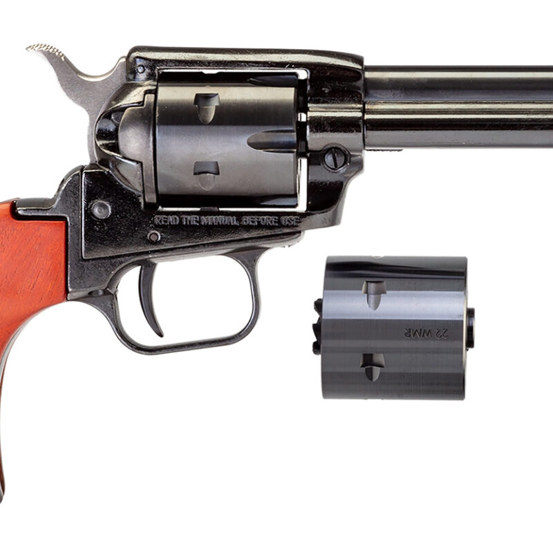 Heritage Mfg RR22MB4 Rough Rider  22 LR 22 WMR 6 Shot, 4.75" Black Steel Barrel, Black Zinc Alloy Frame, Black Cylinder, Cocobolo Grip, Hammer/Thumb Safety, Exposed Hammer