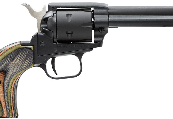 Heritage Mfg RR22MBS4 Rough Rider  22 LR 22 WMR 6 Shot 4.75" Black Satin Barrel, Cylinder & Frame, Camo Laminate Grips