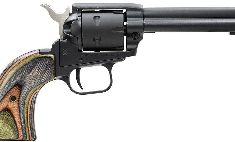 Heritage Mfg RR22MBS4 Rough Rider  22 LR 22 WMR 6 Shot 4.75" Black Satin Barrel, Cylinder & Frame, Camo Laminate Grips