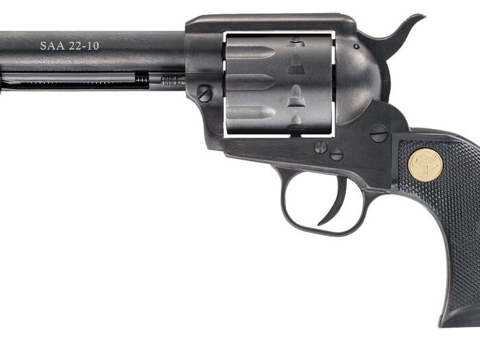 Chiappa Firearms CF340160 SAA 1873  Medium Frame 22 LR 10 Shot, 5.50" Blued Steel Barrel, Blued Steel Frame, Blued Cylinder, Black Plastic Grip, Exposed Hammer