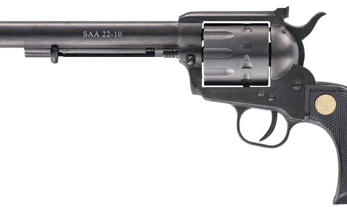 Chiappa Firearms CF340170 SAA 1873  Medium Frame 22 LR 10 Shot, 7.50" Blued Steel Barrel, Blued Steel Frame, Blued Cylinder, Black Plastic Grip, Exposed Hammer